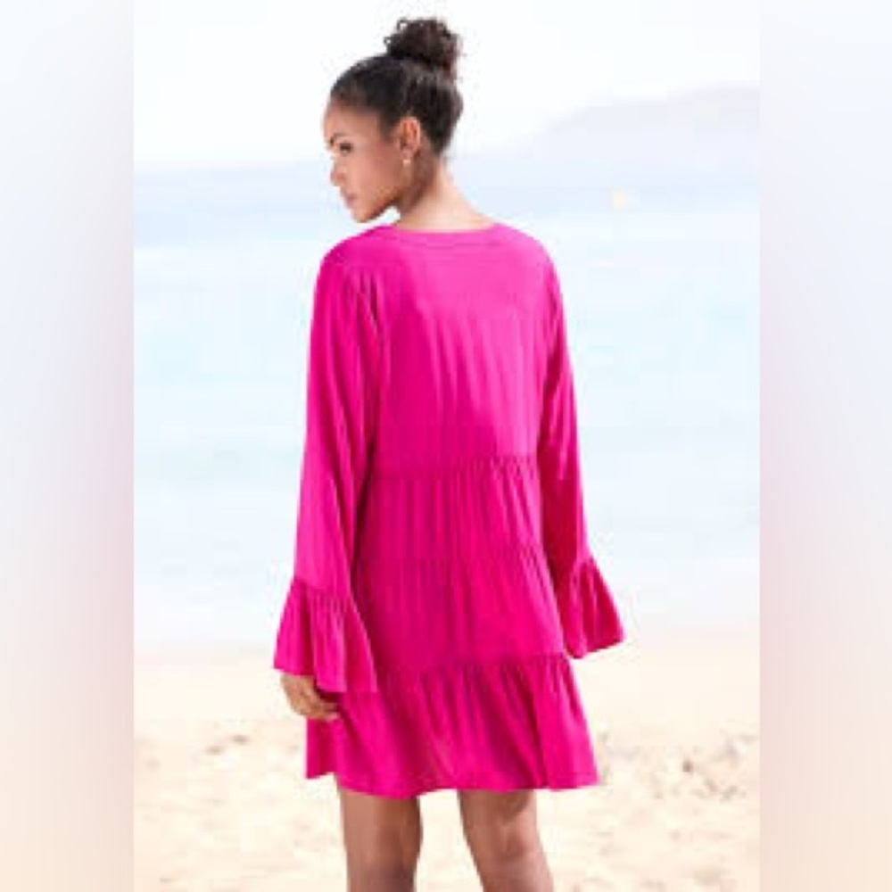 Lascana Chic Fuchsia Swim Cover-Up Size 8/10 100% viscose 100% Cotton - Picture 2 of 15